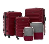 Wrangler 5 Pc Luggage and Accessories Set, Red, 5 Piece Set, 5 Pc Luggage and Accessories Set