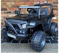 Wrangler Ride on Car Jeep Style Kids Toy 2 Seater with EVA Tyres 12v Electric Battery Epic Play Black