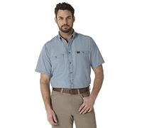 Wrangler Riggs Workwear Men's chambray work utility button down shirts, Light Blue, M UK