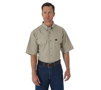 Wrangler Riggs Workwear Men's Foreman Short Sleeve Ripstop Work Shirt, Khaki, Medium