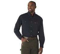 Wrangler Riggs Workwear Men's Logger Twill Long Sleeve Work Shirt, Navy, Large Tall