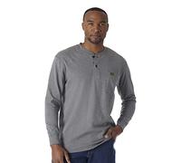 Wrangler Riggs Workwear Men's Long Sleeve Henley, Charcoal Gray, XL