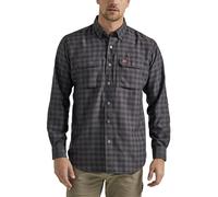 Wrangler Riggs Workwear Men's Long-Sleeve Technical Button-Down Work Shirt, Grey Check, 2X Tall