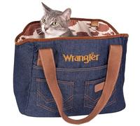 Wrangler Rope Denim Small Pet Carrier Tote Bag - Stylish & Durable Dog Purse for Cats & Dogs - Machine Washable Dog Carriers for Small Pets with 3 Pockets for Dog Accessories