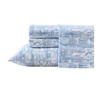 Wrangler - Sheet Set, Breathable & Wrinkle Resistant Bedding with Matching Pillowcases, Yellowstone Inspired, Fully Elasticized (Cactus Toile Blue, King)