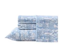 Wrangler - Sheet Set, Breathable & Wrinkle Resistant Bedding with Matching Pillowcases, Yellowstone Inspired, Fully Elasticized (Cactus Toile Blue, King)