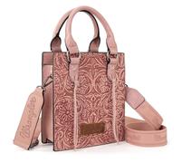 Wrangler Small Crossbody Bag for Women Tooling Top Handle Handbags and Mini Tote Bag, Angel Pink
