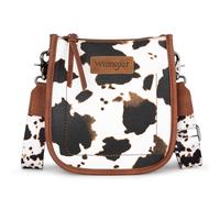 Wrangler Small Crossbody Bag for Women Western Shoulder Purse with Adjustable Strap, Cow, Small