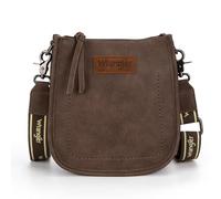 Wrangler Small Crossbody Bags for Women Trendy Designer Mini Purses Shoulder Handbag Hobo with Adjustable Strap,WG119-077CF, Coffee