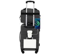 Wrangler Smart Luggage Cup Holder and USB Port, Dark Shadow, 2 Piece Set, Dark Shadow, 2 Piece Set, Smart Luggage Set with Cup Holder and USB Port