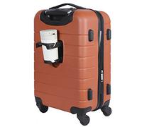 Wrangler Smart Luggage Set with Cup Holder and USB Port, Burnt Orange, 20-Inch Carry-On, Smart Luggage Set with Cup Holder and USB Port