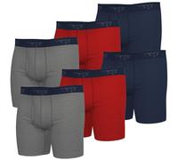 Wrangler Soft Comfort Stretch Cotton Men Underwear - Pack of 6 Mens Boxer Briefs, Navy, Salsa, Ltgreyheather, M
