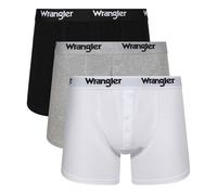 Wrangler Tait Button Fly Men’s Boxer Trunks 3 Pack - White, Grey & Black Cot