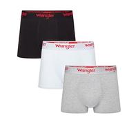 Wrangler Tasker Boxers for Men - Pack of 3. Breathable and Stretchable Cotton Rich Trunks, Soft Boxer Shorts, Multipack Men's Underwear Briefs, Black/White/Grey Marl, L