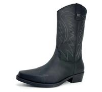 Wrangler Tex Hi Mens Leather Pull on Pointed Cowboy Western Boots - Black - 7 UK