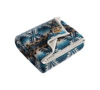 Wrangler - Throw Blanket, Super Soft Sherpa Bedding with Corduroy Reverse, Yellowstone Inspired, Western Home Decor, Oeko-Tex Certified (Frontier Turquoise, 50" x 60")