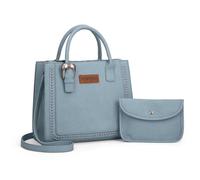 Wrangler Tote Bag for Women Western Cowhide Purse and Wallet Set, Retro Blue, Large