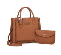 Wrangler Tote Bag for Women Western Cowhide Purse and Wallet Set, Retro Classic Brown, Large