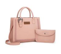 Wrangler Tote Bag for Women Western Cowhide Purse and Wallet Set, Retro Peach Pink, Large