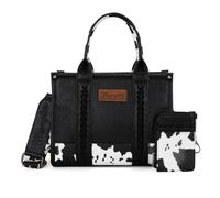 Wrangler Tote Bags for Women Western Purse and Handbags Satchel Top-handle with Card Holder, A-cow Print Black, M
