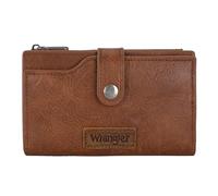 Wrangler Wallet for Women Bifold Card Holder with Zipper and ID Window, A-Brown, 6" x 4" x 1.2", Chic