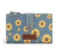 Wrangler Wallet for Women Bifold Card Holder with Zipper and ID Window, Daisy-Jeans Blue