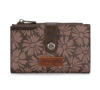 Wrangler Wallet for Women Bifold Card Holder with Zipper and ID Window, Sunflower-Coffee