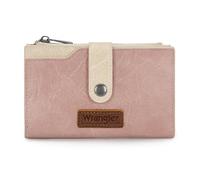 Wrangler Wallet for Women Bifold Card Holder with Zipper and ID Window, Tan-Pink, S