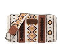 Wrangler Wallet Purse for Women Western Aztec Clutch Wristlet Wallet with Credit Card Holder, Angel Coffee