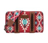 Wrangler Wallet Purse for Women Western Aztec Clutch Wristlet Wallet with Credit Card Holder, Burgundy, Trendy