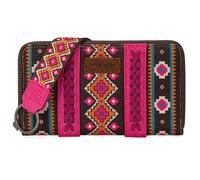 Wrangler Wallet Purse for Women Western Aztec Clutch Wristlet Wallet with Credit Card Holder, Hot Pink, Trendy