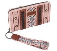 Wrangler Wallet Purse for Women Western Aztec Clutch Wristlet Wallet with Credit Card Holder, Pink, One Size, Trendy