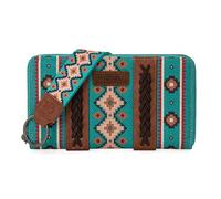 Wrangler Wallet Purse for Women Western Aztec Clutch Wristlet Wallet with Credit Card Holder, Turquoise, One Size, Trendy