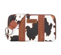 Wrangler Wallet Purse for Women Western Aztec Clutch Wristlet Wallet with Credit Card Holder, X-Cow Print Brown, One Size, Trendy