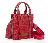 Wrangler Western Crossbody Bag for Women Tooling Top Handle Handbags and Mini Tote Bag, Angel Red, Small