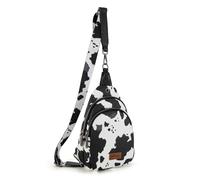 Wrangler Western Crossbody Sling Bags for Women Backpack Chest Bag for Travel, Daily Use, and Gifts - Leopard and Cow Print, Cow - Black, 7" x 2.4" x 10"