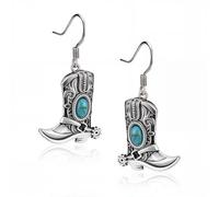 Wrangler Western Earrings Concho Dangling Retro Lightweight Jewelry for Women Cowgirl, Copper, sythetic turquoise