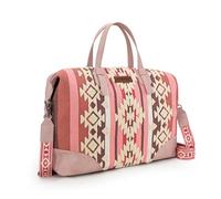 Wrangler Western Travel Weekender Bag Designer Aztec Duffel Bags for Women, Deep Pink