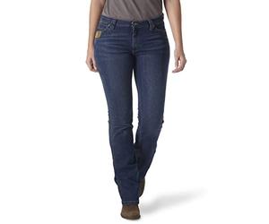 Wrangler Women's 5 Pocket Boot Cut Jean Work Utility Pants, Light Stone, 8W x 30L