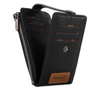 Wrangler Womens Bifold Wallet Vintage Card Holder for Women Slim Minimalist Pocket, Cannon Black, S, Minimalist