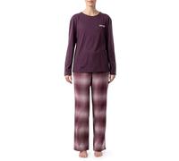Wrangler Women's Jersey Top and Flannel Pant Sleep Pajama Set, Wine/Ombre Plaid, L
