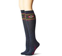 Wrangler Women's Ladies Angora Aztec Boot Socks 2 Pair Pack, Denim, Medium