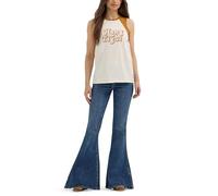 Wrangler Women's Lainey Wilson Hang Tight Tank, Egret/Cathay Spice, L