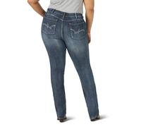 Wrangler Women's Plus Mid Rise Straight Jean, Medium Blue