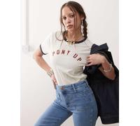 Wrangler Womens pony up print ringer t-shirt in vintage white - Size X-Small