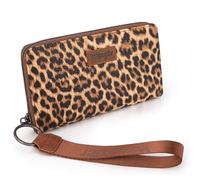 Wrangler Womens Wallet Wristlet Long Credit Card Holder Designer Clutch Large Capacity Wallet for Women Ladies Female, C-leopard Print, Minimalist