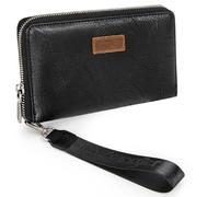 Wrangler Womens Wallet Wristlet Long Credit Card Holder Designer Clutch Large Capacity Wallet for Women Ladies Female, A-Black, Minimalist