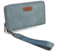 Wrangler Womens Wallet Wristlet Long Purse Clutch Large Capacity, A-Jean Blue, 8.3" x 4.75" x 1", Minimalist