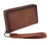 Wrangler Womens Wallet Wristlet Long Purse Clutch Large Capacity, B-Brown, 8.3" X 4.75" X 1, Minimalist