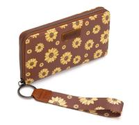 Wrangler Womens Wallet Wristlet Long Purse Clutch Large Capacity, Daisy-Brown, Western